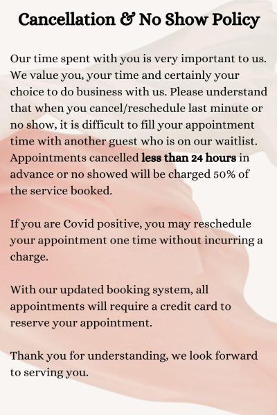 rahhair Cancellation and No Show Policy